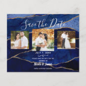 Blue & Gold Agate Moderne Hochzeiten sparen das Da (Vorderseite)