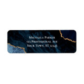 Blue Gold Agate Moderne Rücksendeadresse (Vorne)