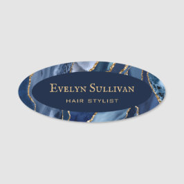 Blue Gold Agate Name Tag Namensschild