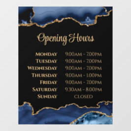 Blue Gold Agate Opening Stunden Fensterheber Fensteraufkleber