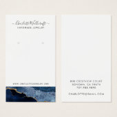 Blue Gold Agate Script Earring Display Card (Vorne & Hinten)