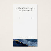 Blue Gold Agate Script Earring Display Card (Vorderseite)