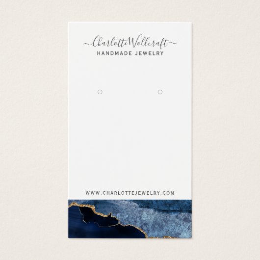 Blue Gold Agate Script Earring Display Card (Vorderseite)