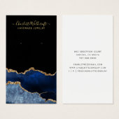 Blue Gold Agate Script Earring Display Card (Vorne & Hinten)