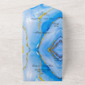 Blue Gold Agate Wedding All In One Einladung (Außenbereich)