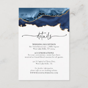 Blue Gold Agate Wedding Details Eintrittskarte Begleitkarte