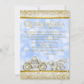 Blue Gold Ainderella Princess Quinceanera Einladung (Vorderseite)