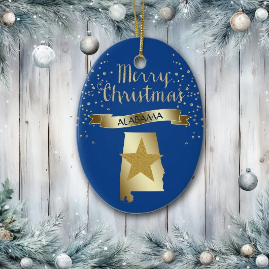 Blue Gold Alabama Star Keramikornament