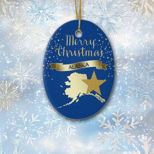 Blue Gold Alaska Star Keramik Ornament