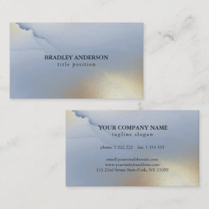 Blue Gold Alcohol Ink Business Card Visitenkarte