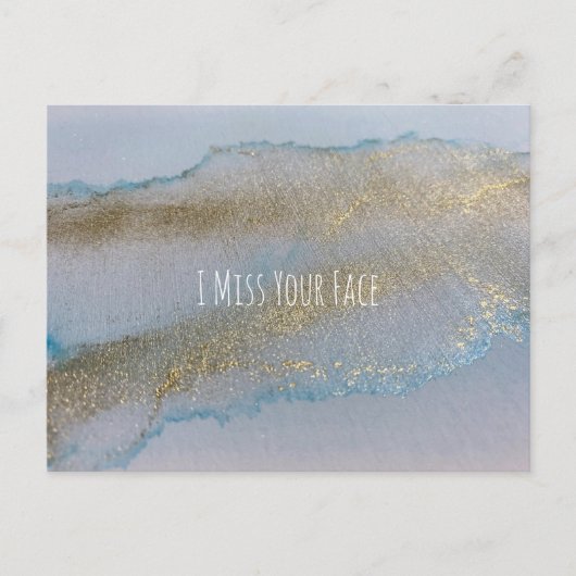 Blue Gold Alkohol Tinte Abstrakt ich verpassen Ihr Postkarte (Vorderseite)