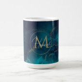 Blue Gold Alkohol Tinte Art Deep Blue Ocean Kaffeetasse (Mittel)