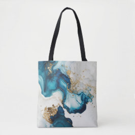 Blue & Gold Alkohol Tinte Hintergrund Tasche