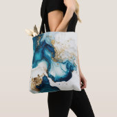 Blue & Gold Alkohol Tinte Hintergrund Tasche (Von Nahem)
