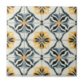 Blue Gold and Off White Pattern Ceramic Tile Fliese (Vorderseite)