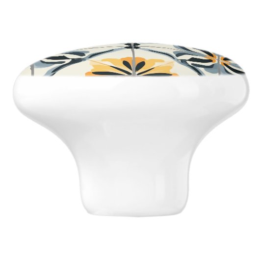 Blue Gold  and Off White Pattern  Keramikknauf (Seitenansicht)