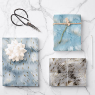 Blue Gold Animal Print Geschenkpapier Set