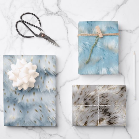 Blue Gold Animal Print Geschenkpapier Set (Vorderseite)