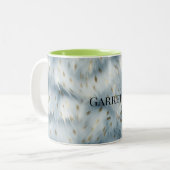 Blue Gold Animal Print Zweifarbige Tasse (Vorderseite Links)