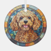 Blue Gold Apricot Poodle Dog erhalten Ornament Aus Glas (Vorderseite)