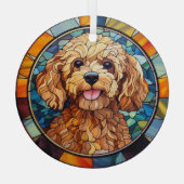 Blue Gold Apricot Poodle Dog erhalten Ornament Aus Glas (Rückseite)