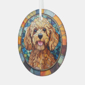 Blue Gold Apricot Poodle Dog erhalten Ornament Aus Glas (Vorderseite links)