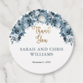 Blue Gold Aquarell Floral Vielen Dank für Ihre Unt Geschenkanhänger (Vorderseite)