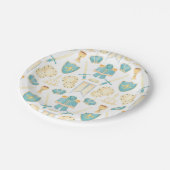 Blue & Gold Aquarell Little Prince Geburtstag Pappteller (Schrägansicht)