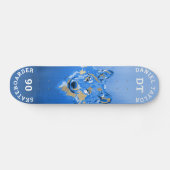 Blue Gold Aquarellfarbenmalerei Gradient Monogram Skateboard (Horizontal)