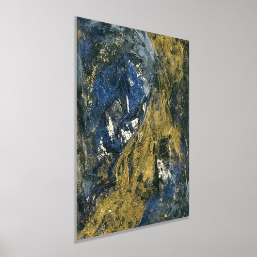 Blue Gold auf Black Abstrakt Art Foliendrucke (Ablage )