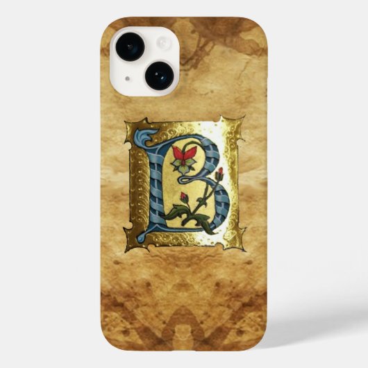 BLUE GOLD B SCHREIBEN MIT BLUME MONOGRAMM Case-Mate iPhone HÜLLE (Rückseite)