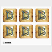 BLUE GOLD B SCHREIBEN MIT BLUME MONOGRAMM QUADRATISCHER AUFKLEBER (Blatt)