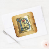 BLUE GOLD B SCHREIBEN MIT BLUME MONOGRAMM QUADRATISCHER AUFKLEBER (Umschlag)