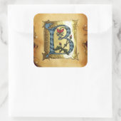 BLUE GOLD B SCHREIBEN MIT BLUME MONOGRAMM QUADRATISCHER AUFKLEBER (Tasche)