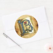 BLUE GOLD B SCHREIBEN MIT BLUME MONOGRAMM RUNDER AUFKLEBER (Umschlag)