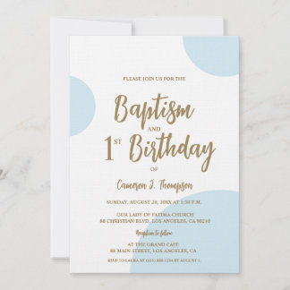 Blue Gold Baby Baptisse und 1. Geburtstag Joint Einladung