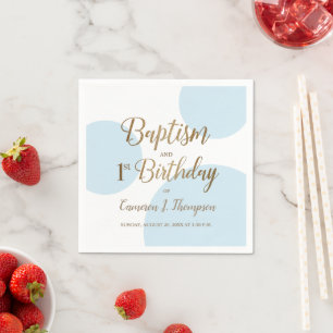 Blue Gold Baby Boy Taufe 1. Geburtstag Custom Serviette