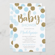Blue Gold Baby Dusche Einladung Confetti Baby Boy