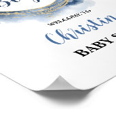 Blue Gold Baby Dusche Oh Junge Begrüßungskarte Poster (Ecke)