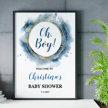 Blue Gold Baby Dusche Oh Junge Begrüßungskarte