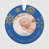 Blue Gold Babys Erste Weihnachtsgeschenke Ornament (Vorderseite)