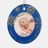 Blue Gold Babys Erstes Weihnachtsgeschenk Keramik Ornament (Links)
