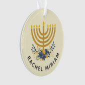 Blue & Gold Baby's First Hanukkah | Datierter Sake Ornament (Vorderseite)
