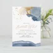 Blue Gold Bachelorette Wochenende mit Ausflug Einladung (Stehend Vorderseite)