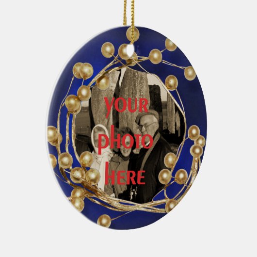 Blue Gold Ball Frame Foto Ornament (Rechts)