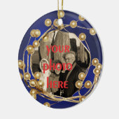 Blue Gold Ball Frame Foto Ornament (Links)