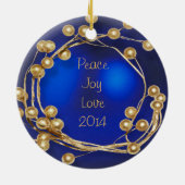 Blue Gold Ball Frame Foto Ornament (Hinten)