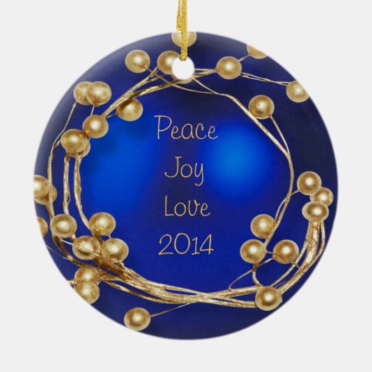 Blue Gold Ball Frame Foto Ornament (Hinten)