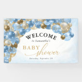 Blue & Gold Balloon Arch Boy Baby Dusche Banner (Horizontal)