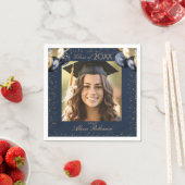 Blue Gold Balloon Glitter Graduation Party Photo Serviette (Beispiel)